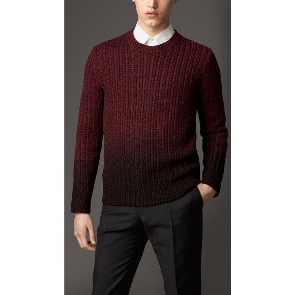 Burberry Mens Merino wool Crew Neck Long Sleeve Sweater Heavy Sweater - Picture 1 of 9